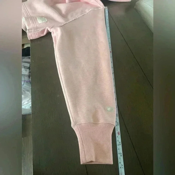 CHAMPION Vintage Reverse Weave Natural State Cropped Oversized Hoodie Pink Sz S - Picture 15 of 16
